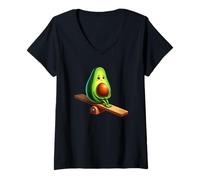 Donna Carino avocado seduto su altalena cartone animato Maglietta con Collo a V