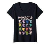 Donna Carino Axolotl Mood Chart Kawaii Animale Emozione Illustrazione Maglietta con Collo a V