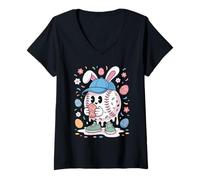 Donna Carino Baby Easter Pulcino Che soffia Bolle con Occhiali Funky Maglietta con Collo a V
