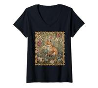 Donna Carino Baby Fox in Old Fashioned Giardino Inglese Maglietta con Collo a V