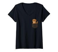 Donna Carino Baby Lontra Pocket Pal Divertente Animale acquatico Lontra Maglietta con Collo a V