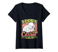 Donna Carino Bunny Coniglio Giochi di Parole I Don't Carrot At all Rabbit Lover Maglietta con Collo a V