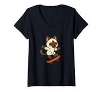 Donna Carino Bunny Skateboard Retro Style Maglietta con Collo a V