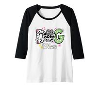 Donna Carino cane mamma mucca stampa zampa stella modello scacchiera cuore Maglia con Maniche Raglan