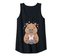 Donna Carino Capybara Bere Bubble Tea, per Ragazze, Kawaii Canotta