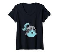Donna Carino Cavaliere Blu Cartoon Testa Maglietta con Collo a V