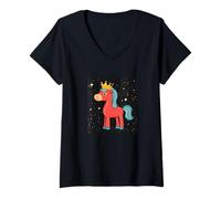 Donna Carino cavallo corona vestito per cavalli magici e fan del regno Maglietta con Collo a V