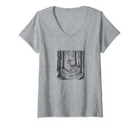 Donna Carino Cervo In Boschi, Fawn Forest Wildlife Casual Graphic Maglietta con Collo a V