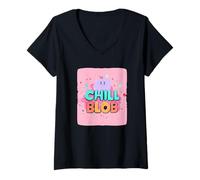 Donna Carino Chill Blob Costume per Un Look Divertente Maglietta con Collo a V