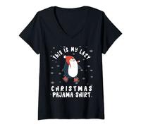 Donna Carino Corrispondenza Famiglia Pattinaggio su ghiaccio Pinguino Natale Pigiama Maglietta con Collo a V