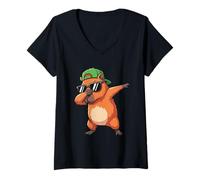 Donna Carino Dabbing Capybara Ragazzi Uomini Bambino Capy Amante Bambini Maglietta con Collo a V