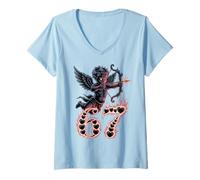 Donna Carino Dark Gothic Valentine 67 - Cupido Freccia Anti Love Meme Maglietta con Collo a V