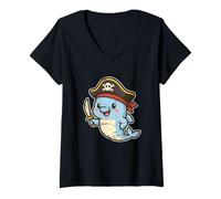 Donna Carino Delfino Pirata Capitano Maglietta con Collo a V