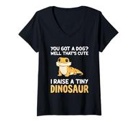 Donna Carino Drago Barbuto You Got A Dog? I Raise A Tiny Dinosaur Maglietta con Collo a V
