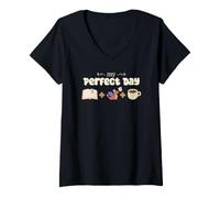 Donna Carino Fantasy Book Lover Gift My Perfect Day Dragon Reader Maglietta con Collo a V