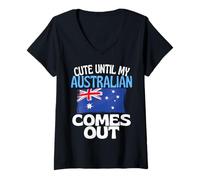 Donna Carino Fino a Quando Il Mio Australiano esce Divertente Australia Maglietta con Collo a V