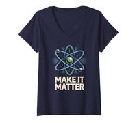 Donna Carino Fisica Fare IT Matter Chimica Equipaggio Insegnante Pensare Maglietta con Collo a V