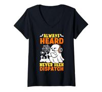 Donna Carino Ghost Dispatcher Halloween Always Heard But Never Seen Maglietta con Collo a V