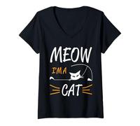 Donna Carino Halloween Cat Lovers - Funny Meow I'm A Cat Mom Cat Dad Maglietta con Collo a V