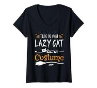 Donna Carino Halloween Cat Lovers - My Lazy Cat Costume Cat Mom Dad Maglietta con Collo a V