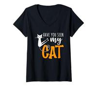 Donna Carino Halloween gatto umorismo - Hai visto il mio gatto mamme e papà Maglietta con Collo a V