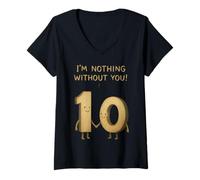Donna Carino I'm Nothing Without You Divertente Matematica Amore Pun Maglietta con Collo a V