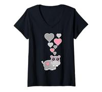 Donna Carino Ippopotamo Cuori I Love Hippos Maglietta con Collo a V