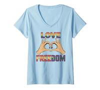 Donna Carino LGBTQ Pride Month - Love Is Freedom Equality LGBT Pride Maglietta con Collo a V