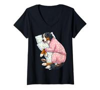 Donna Carino Montagna Bernese Dormire in Pigiama Bedtime Art Maglietta con Collo a V