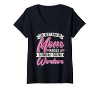 Donna Carino MSW Miglior Tipo di Mamma Alleva Un Assistente Sociale Clinico Maglietta con Collo a V