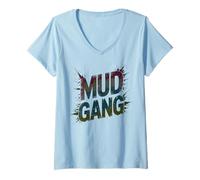 Donna Carino Mud Gang Run Muddy Buddies Mudder Squad Outfit Maglietta con Collo a V