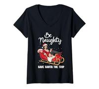 Donna Carino Natale Donne - Be Naughty Save Santa The Trip Maglietta con Collo a V
