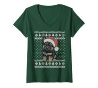 Donna Carino Natale Pastore Tedesco Cucciolo Brutto Maglione Maglietta con Collo a V