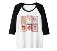 Donna Carino Natale Postage Patchwork Babbo Natale Albero Candy Cane Orso Maglia con Maniche Raglan