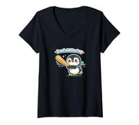 Donna Carino Penguin Ice Cold Swing Baseball Batter Maglietta con Collo a V