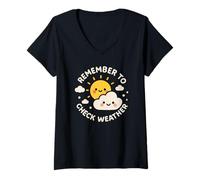 Donna Carino Personaggio Divertente Remember to Check Weather Maglietta con Collo a V