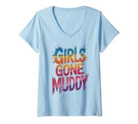 Donna Carino Ragazze Gone Muddy Fango Run Mudder Buddies Mudding Squad Maglietta con Collo a V