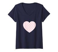 Donna Carino Rosa Chiaro Bianco Ciliegia Modello Minimalista Maglietta con Collo a V