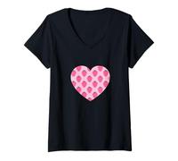 Donna Carino rosa fragola frutta modello minimalista Maglietta con Collo a V