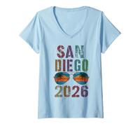 Donna Carino San Diego 2026 Viaggio Spiaggia Vacay Matching Ragazze Maglietta con Collo a V