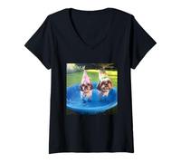 Donna Carino Shih Tzu Compleanno Pool Party Maglietta con Collo a V
