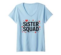 Donna Carino Sorella Squadra Corrispondenza Sorelle Partito Reunion Ragazze Maglietta con Collo a V