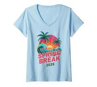 Donna Carino Spring Break 2026 Vacanza Viaggio Surf Spiaggia Maglietta con Collo a V