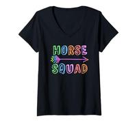 Donna Carino Squadra Cavallo Insegnante Gallop Crew Cowgirl Ranch Squad Maglietta con Collo a V