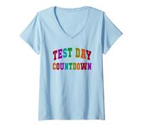 Donna Carino Test Day Countdown Testing Teacher Everything Is Fine Maglietta con Collo a V