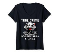 Donna Carino True Crime Documentari E Chill Cold Case Lovers Maglietta con Collo a V