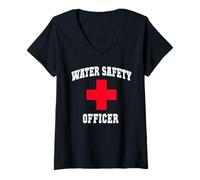 Donna Carino Ufficiale di sicurezza dell'acqua Spiaggia Scuba Viaggio Spiaggia Vacanza Spiaggia Maglietta con Collo a V