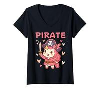 Donna Carino Unicorno Principessa Pirata Hallooween Costume Bambini Ragazze Maglietta con Collo a V