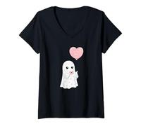 Donna Carino Valentine Ghost Be My Boo Heart Balloon Maglietta con Collo a V