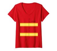 Donna Carino Vigile del Fuoco Safety First Responder Costume (Rosso) Maglietta con Collo a V